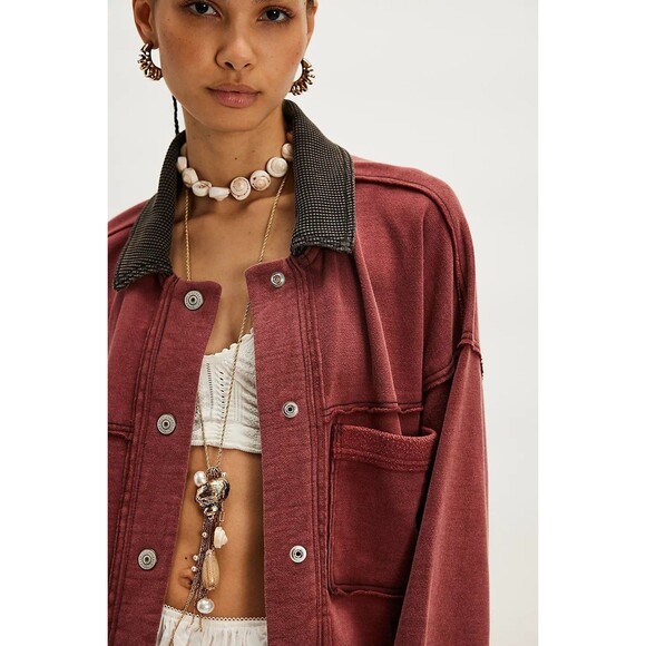 Free People We The Free Cabin Chore Jacket Top Buttondown Oversized XL 284351 - Picture 3 of 9